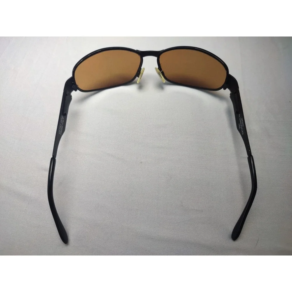 Gargoyles Moto Sunglasses Matte Black Amber Lens Wrap Italy USA Vintage 90s